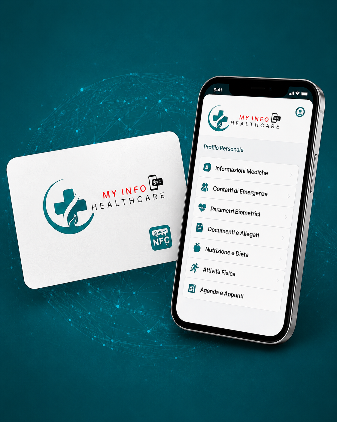 Card MyInfo Healthcare con smartphone